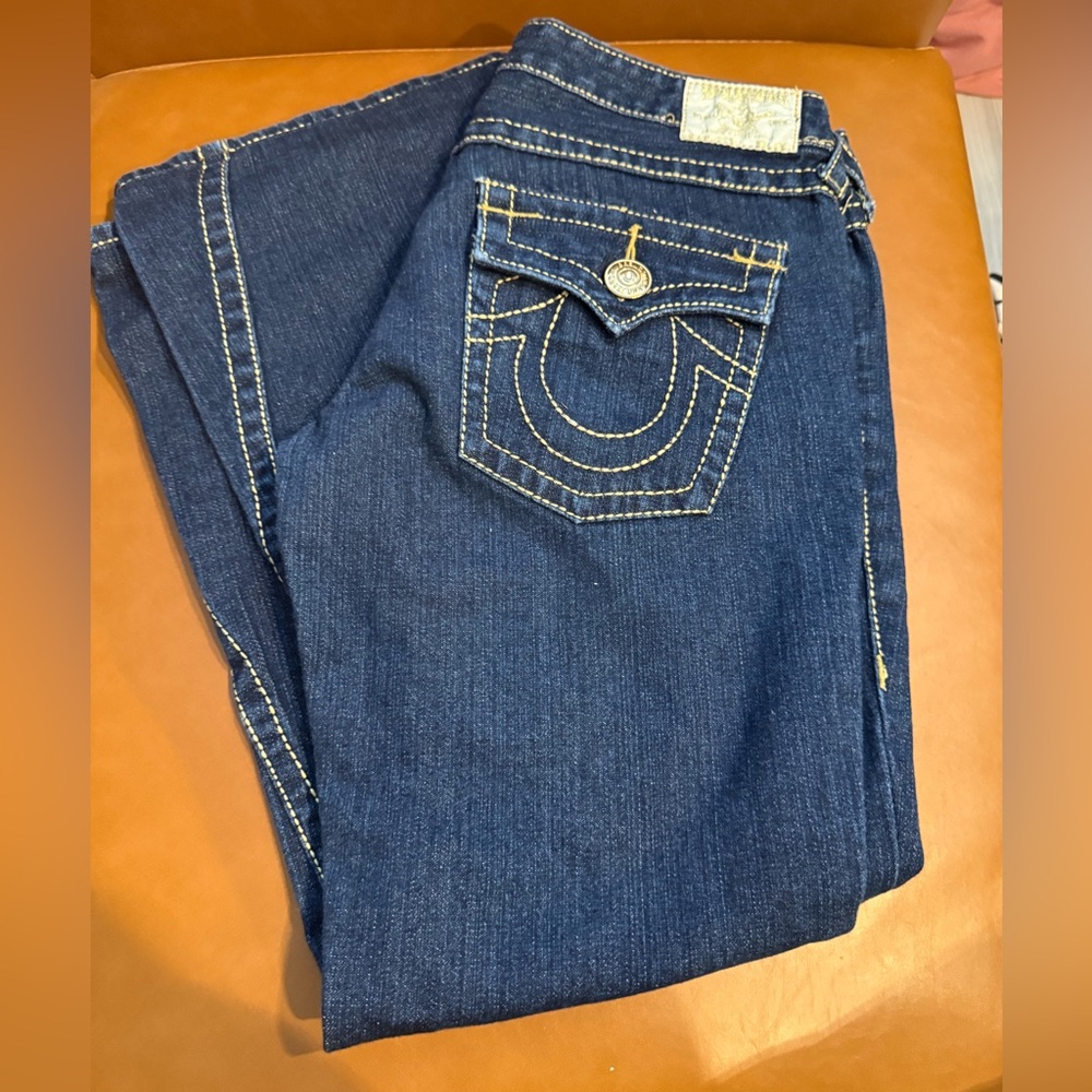 True Religion Women's Indigo Bootcut Jeans with Contrast Stitching